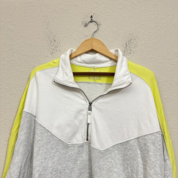 FREE PEOPLE Split Second Sweatshirt Colorblock 1/2 Zip Pullover Cropped - Picture 6 of 12